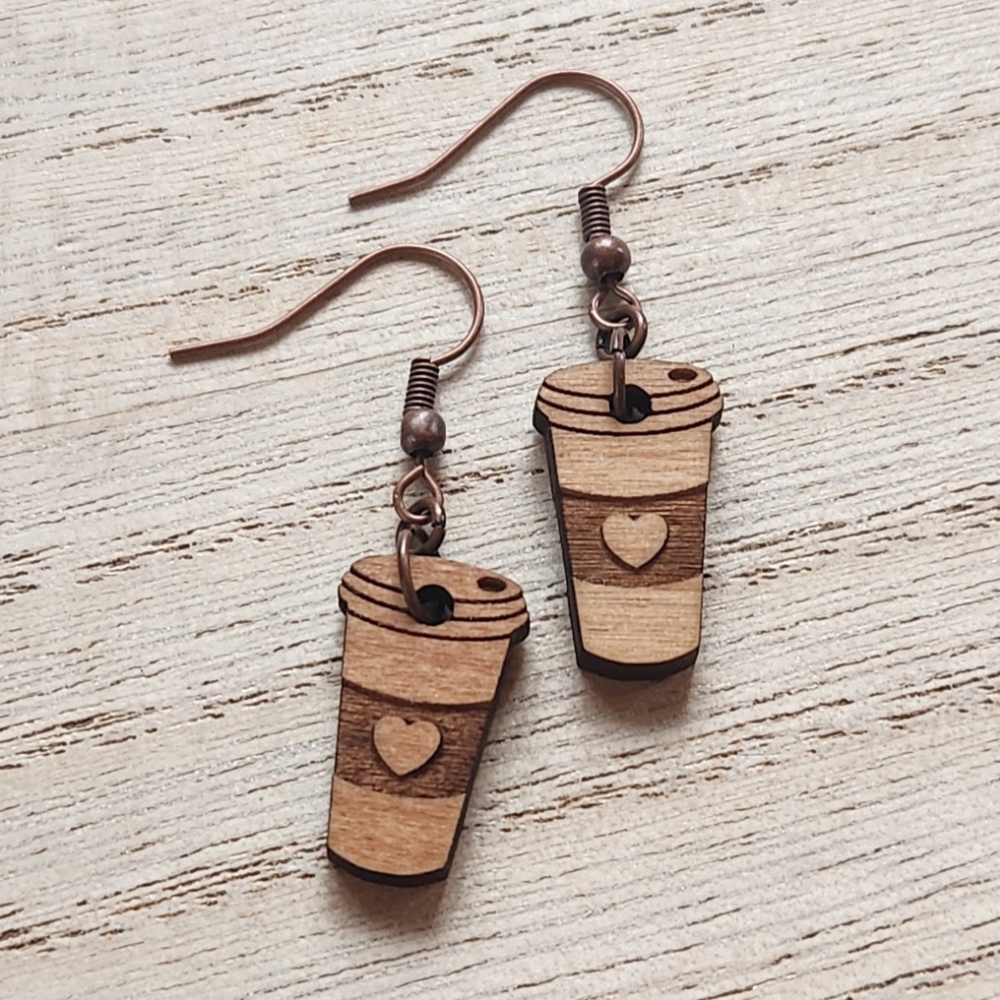 Handmade Coffee Earrings - Picture 2 of 7